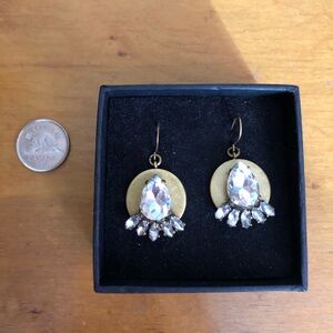 Sparkly J. Crew Gold Brass Tone Silver Rhinestone Drop Earrings